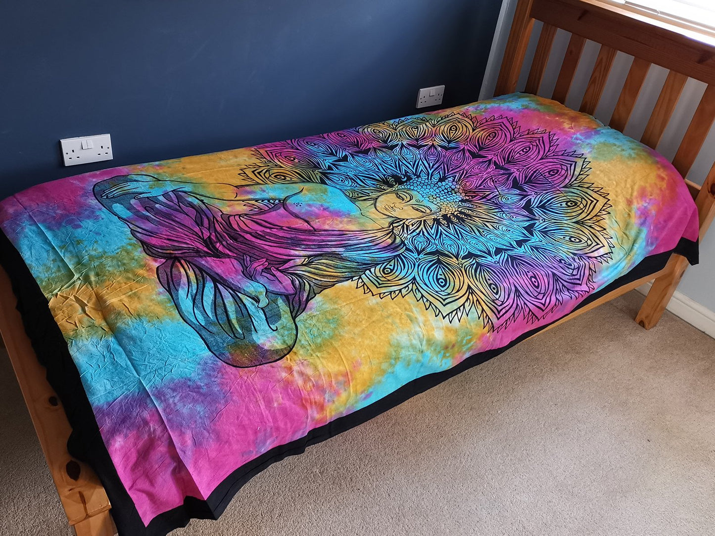 Cotton Bedspread and/or Wall Hanging - Peaceful Buddha (Available in Single or Double)