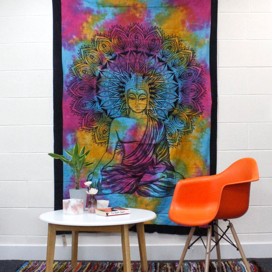 Cotton Bedspread and/or Wall Hanging - Peaceful Buddha (Available in Single or Double)