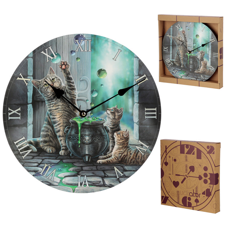 'Hubble Bubble' (Cat) Wooden Wall Clock - A Lisa Parker Design