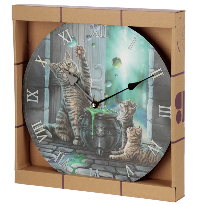 'Hubble Bubble' (Cat) Wooden Wall Clock - A Lisa Parker Design