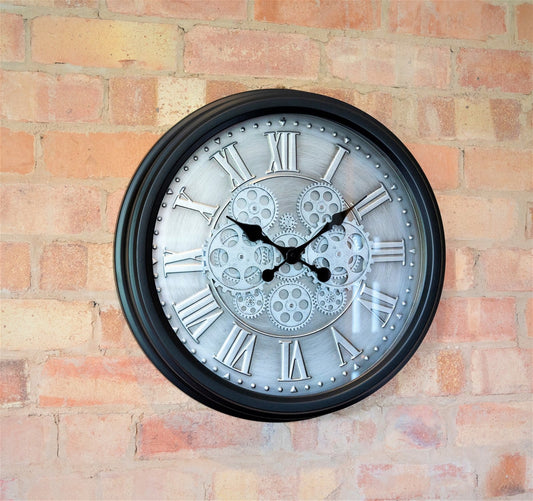Moving Gear Clock with Roman Numerals (52.5cm) - UK Only