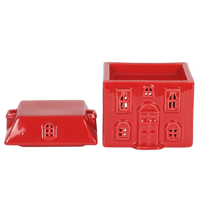 Red Ceramic House Oil/Wax Melt Burner - ideal for Christmas