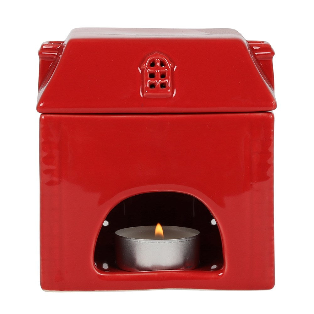 Red Ceramic House Oil/Wax Melt Burner - ideal for Christmas