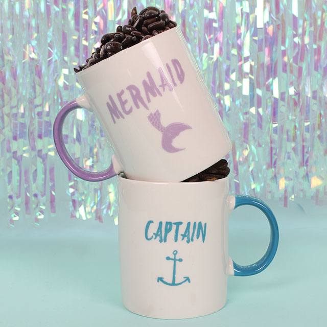 Captain and Mermaid Ceramic Mug Set