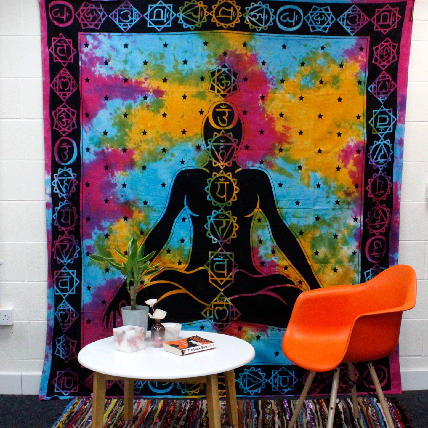 Cotton Bedspread and/or Wall Hanging - Chakra Buddha (Available in Single or Double)