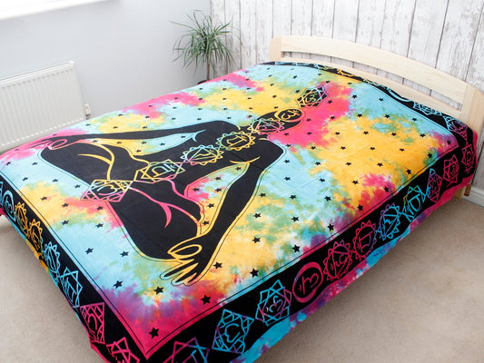 Cotton Bedspread and/or Wall Hanging - Chakra Buddha (Available in Single or Double)