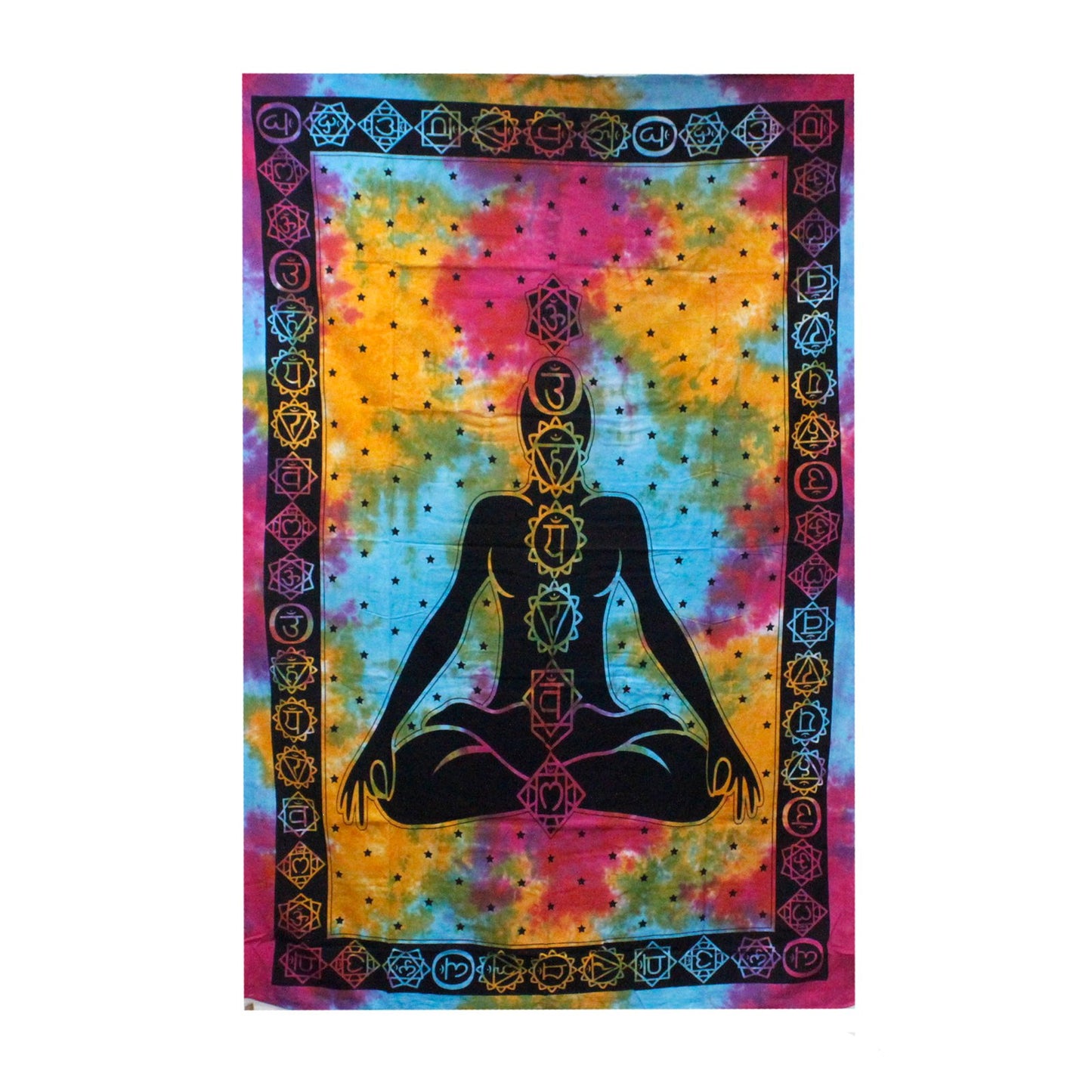Cotton Bedspread and/or Wall Hanging - Chakra Buddha (Available in Single or Double)