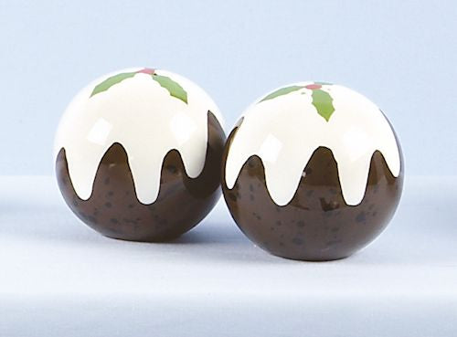 Christmas Pudding Ceramic Salt and Pepper Shaker Set