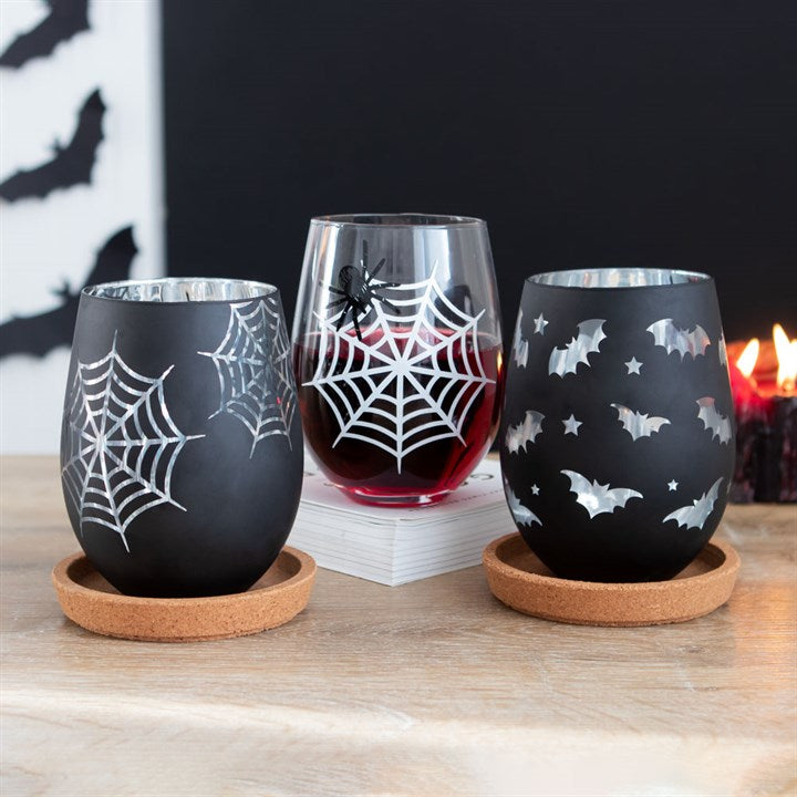 Bat Stemless Wine Glass (great for Halloween)