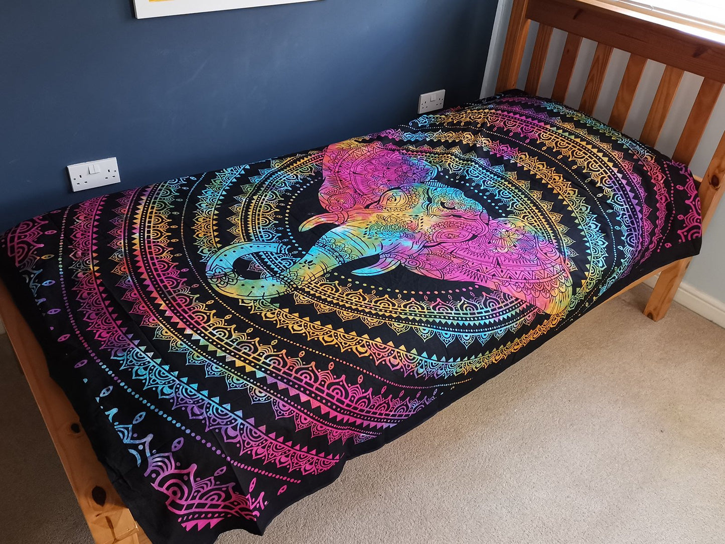 Cotton Bedspread and/or Wall Hanging - Elephant Head (Available in Single or Double)