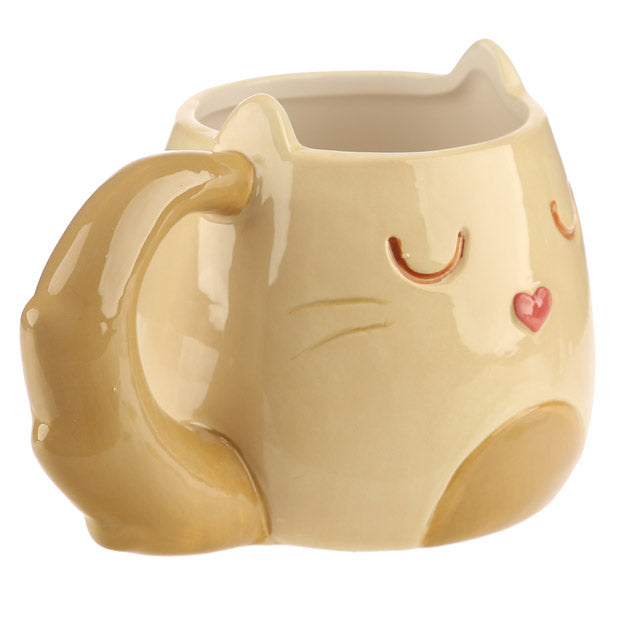 Reduced to Clear: Cat Shaped Mug - Available in Dark Cream, Grey or Black
