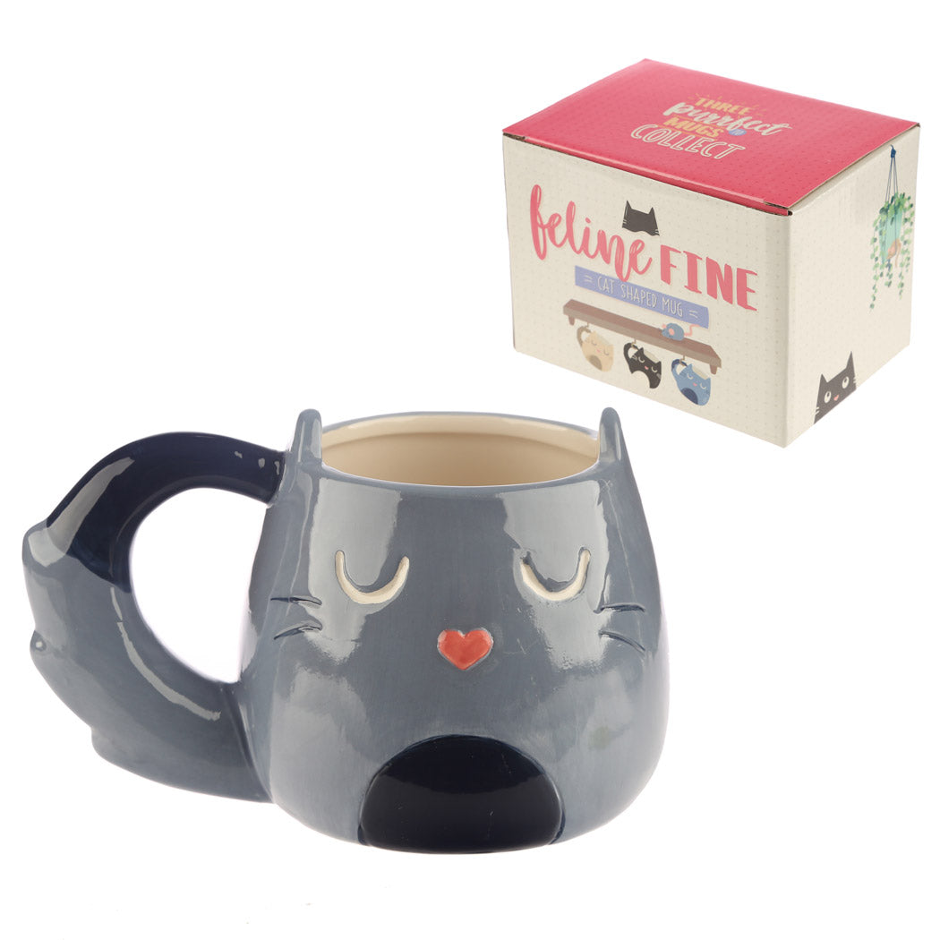Reduced to Clear: Cat Shaped Mug - Available in Dark Cream, Grey or Black