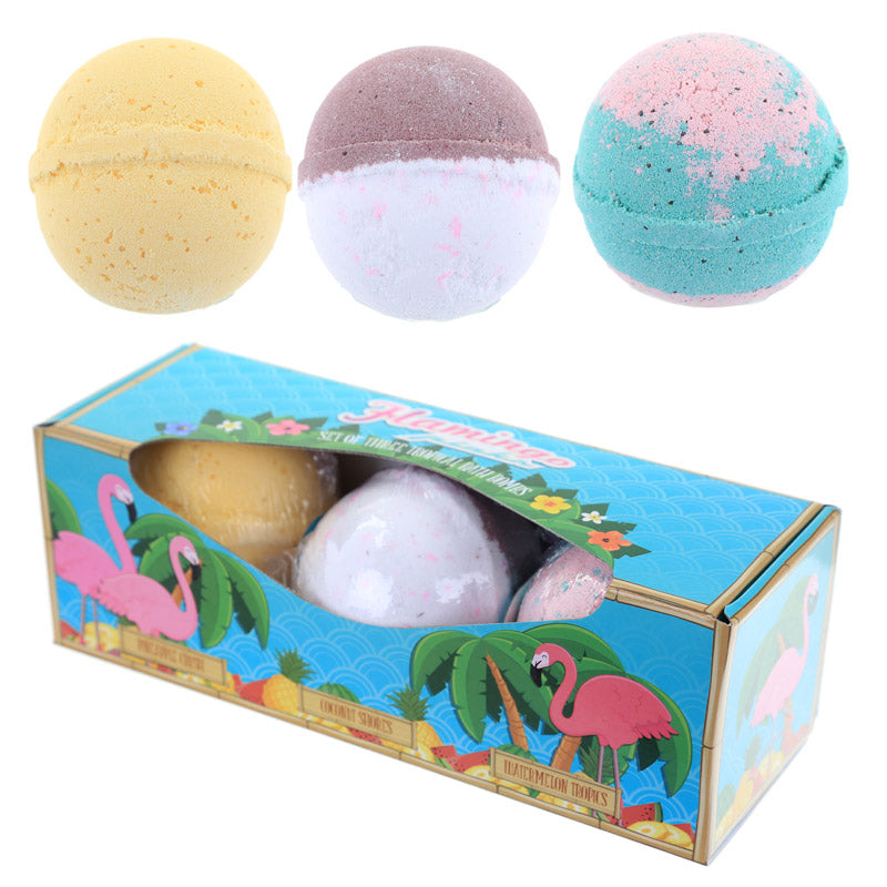 Set of 3 Flamingo (Tropical) Bath Bombs