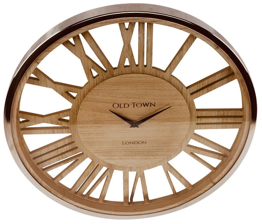 Wooden Clock With Glass Cover 48cm - UK Only