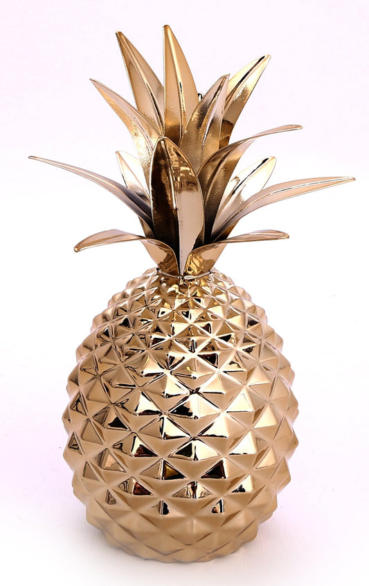 Ceramic and Metal Gold Pineapple Ornament 22cm
