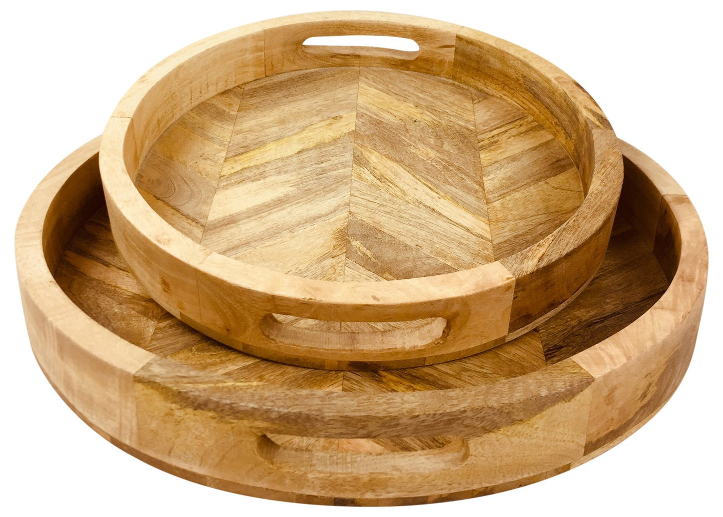 Herringbone Wood Trays - Set of 2