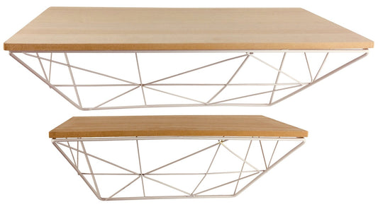 Set of 2 Geometric White Wire Shelves - UK Only