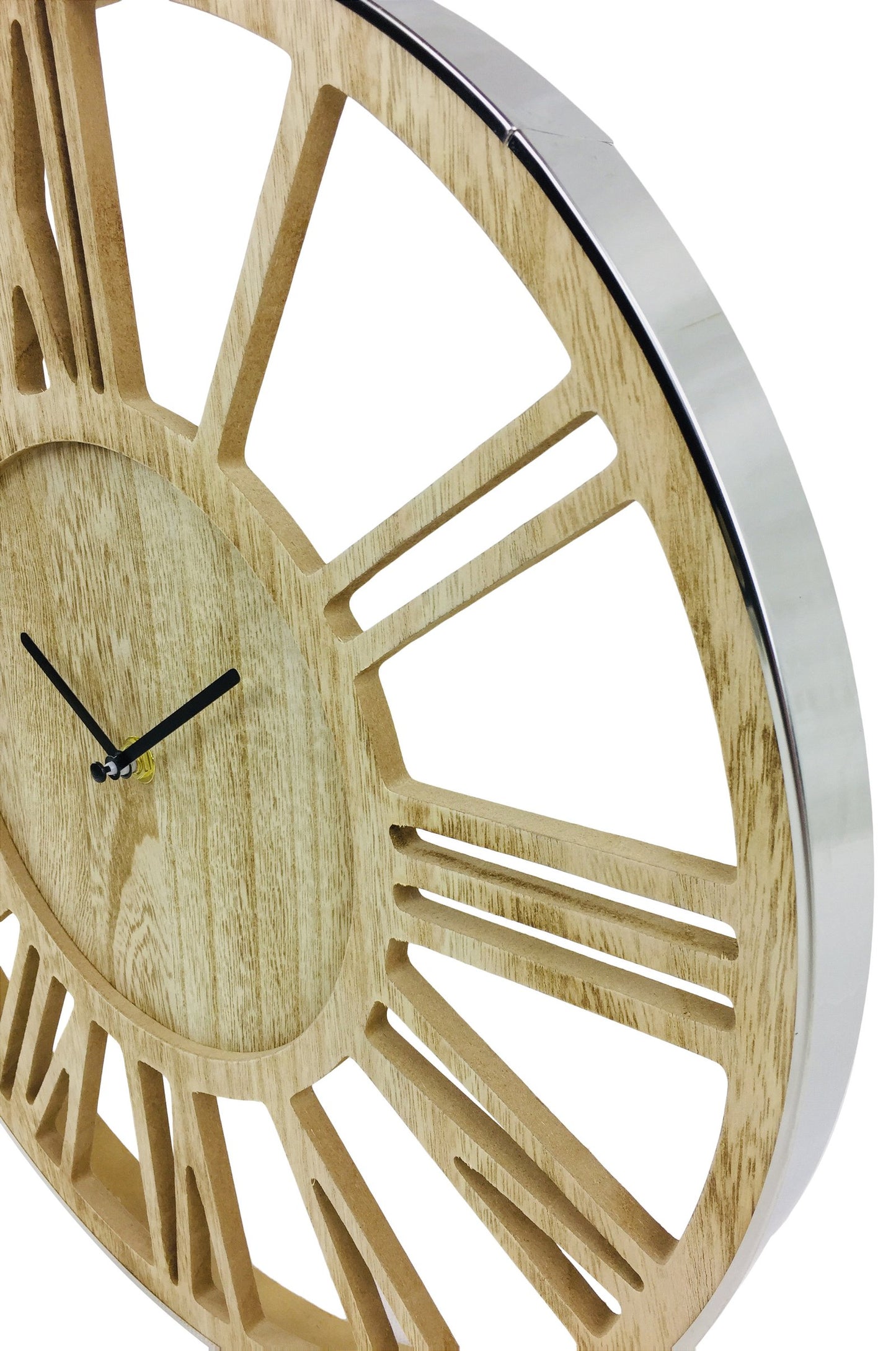 Wooden Silver Clock 40cm - UK Only
