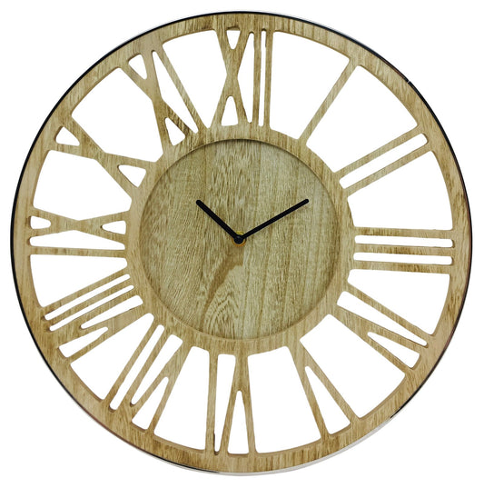 Wooden Silver Clock 40cm - UK Only