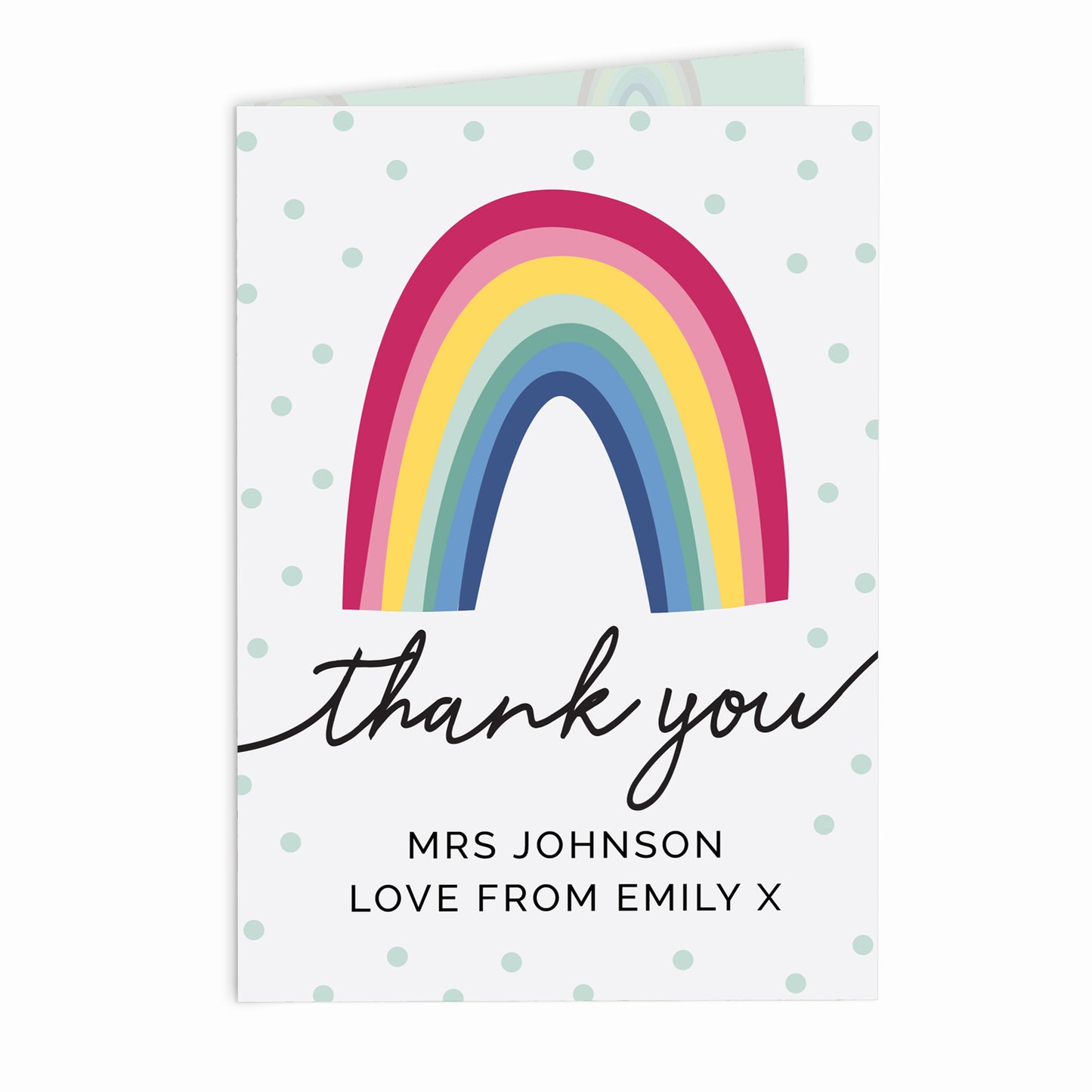 Any Occasion Personalised Rainbow 'Thank You' Card