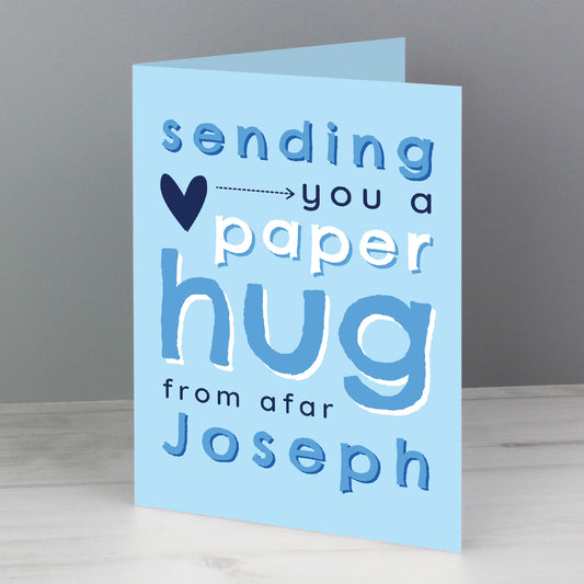 Personalised Paper Hug (From Afar) Card - Available in Blue/Pink/Grey