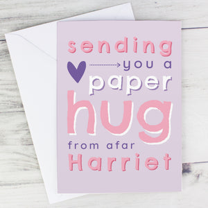 Personalised Paper Hug (From Afar) Card - Available in Blue/Pink/Grey
