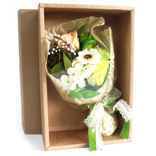 Boxed Soap Flower Bouquet - Greens
