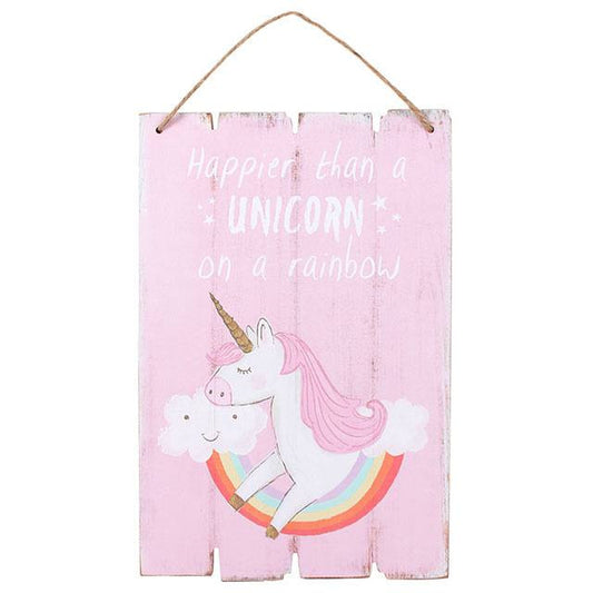 Happier than a Unicorn Hanging Sign