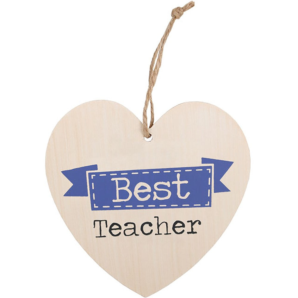 Best Teacher Wooden Hanging Heart Sign