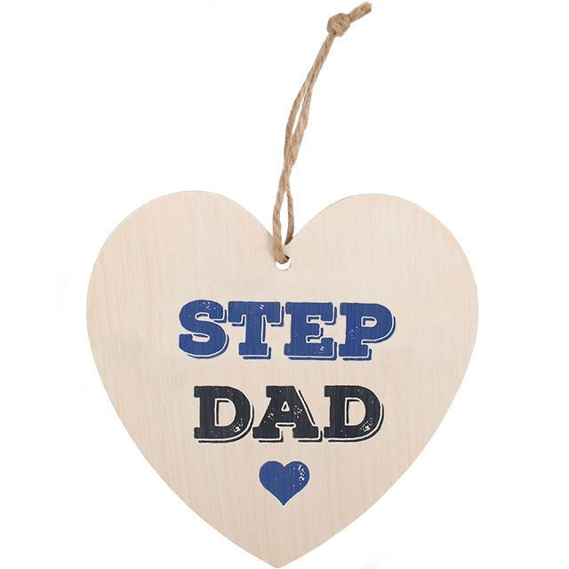 Step Dad Wooden Hanging Heart Sign - Perfect for Father's Day