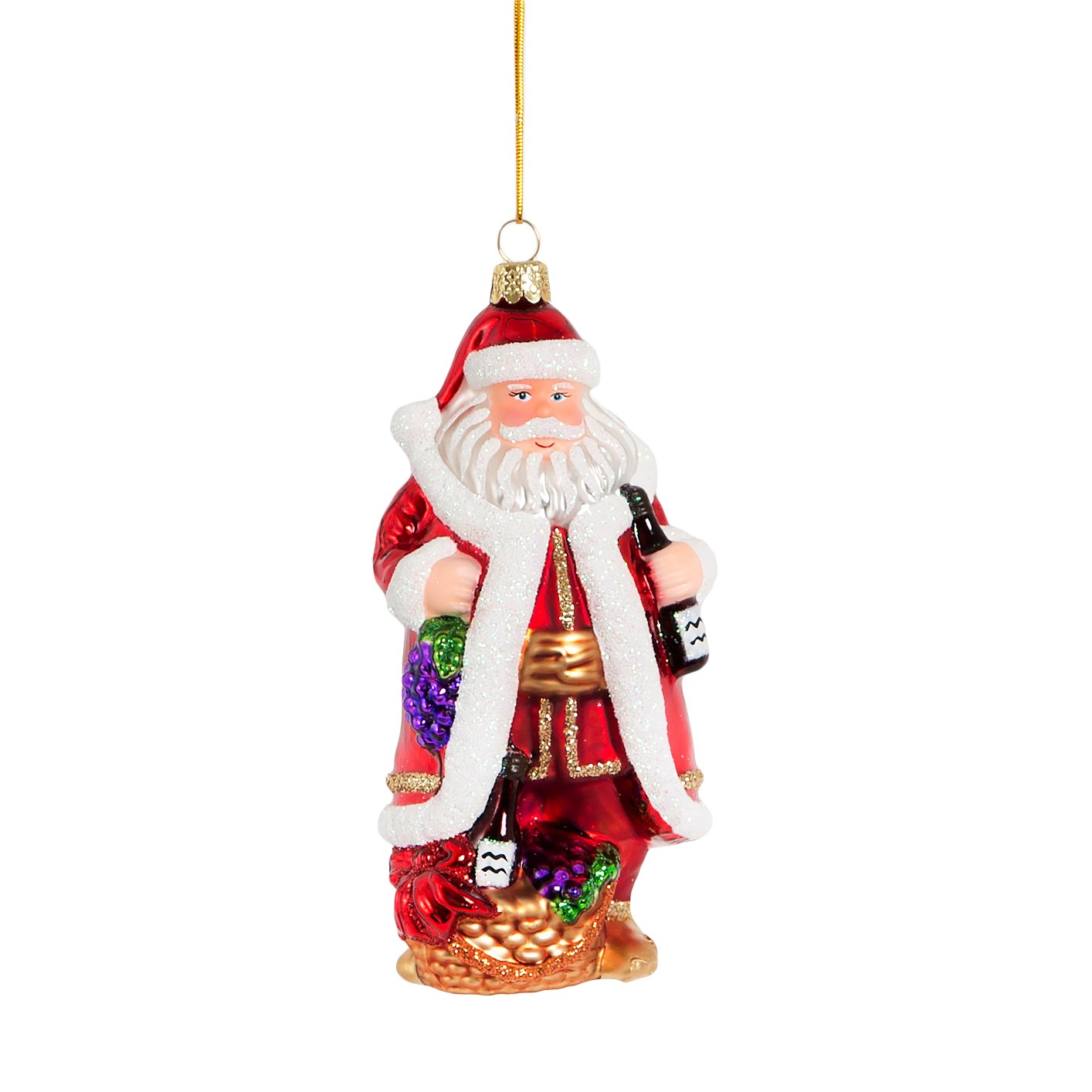 Wine Lover Santa Christmas Tree Glass Bauble
