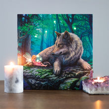 30x30cm 'Fairy Stories' (Wolf and Fairy) Light Up Canvas Plaque by Lisa Parker