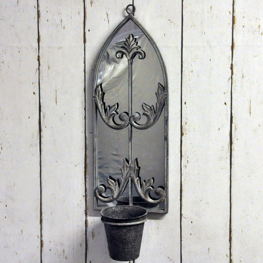 Metal Rusty Wall Mirror With Planter - UK Only