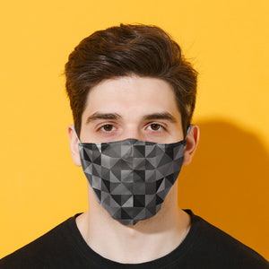 Geometric Black and Grey Face Mask (Large - Adult)