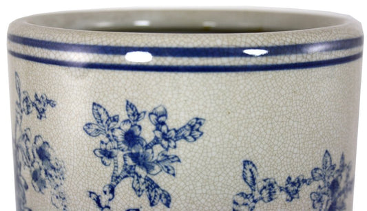 Umbrella Stand - Vintage Blue & White Magnolia Design - UK Only