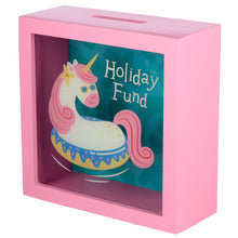 See Your Savings Wooden Money Box - Vacation Vibes (Unicorn) Design