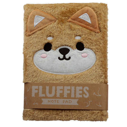 Adoramals Fluffy Plush A5 Notebook - Shiba Inu Dog
