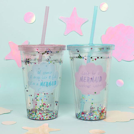 Mermaid Sequin Drinking Cup - Two Designs Available (Pink or Blue)