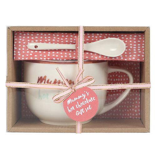 Reduced to Clear: Mummy's Hot Chocolate Mug & Spoon Set - Ideal Gift for Mother's Day!