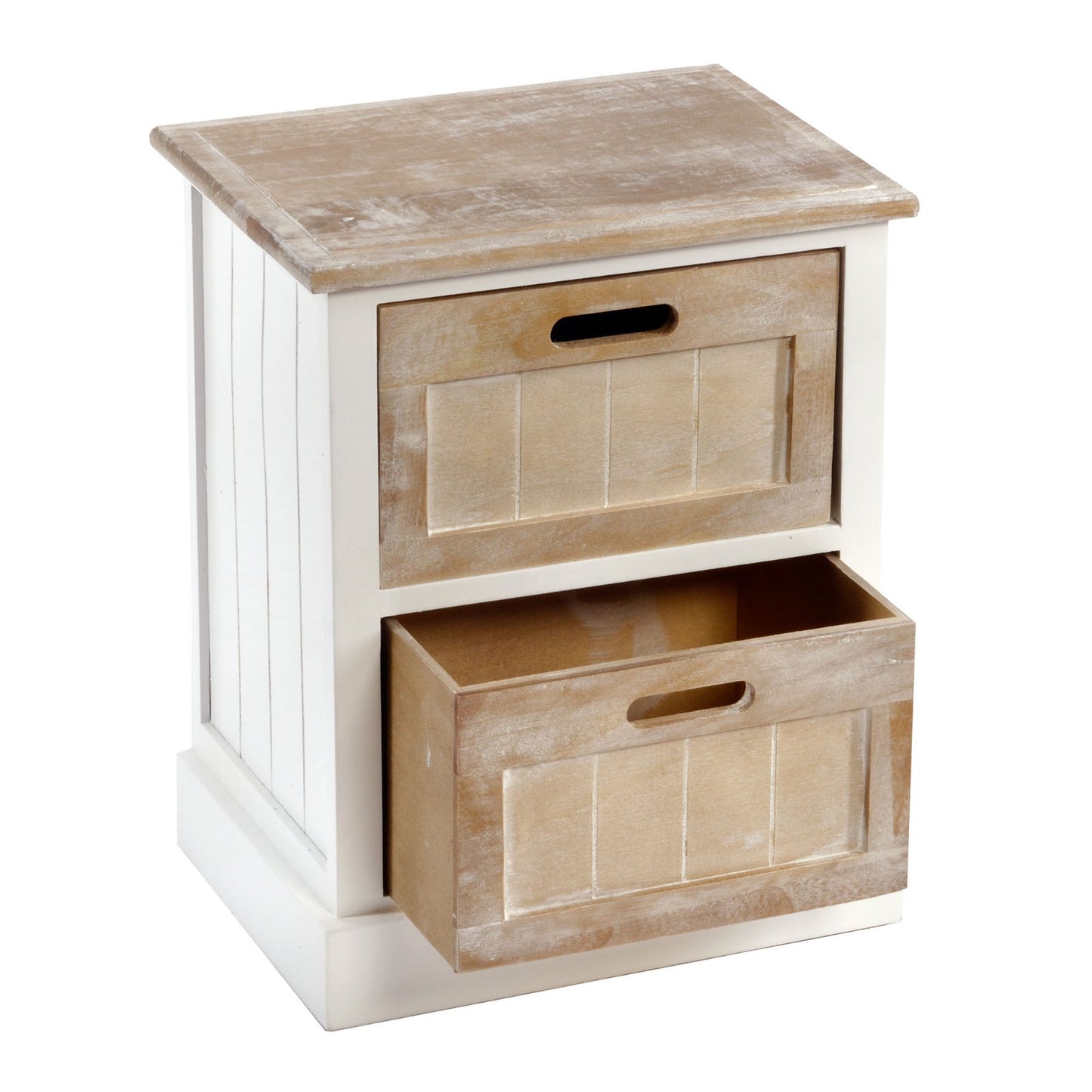 White Wooden Cabinet with 2 Drawers (38 x 28 x 48cm) - UK Only