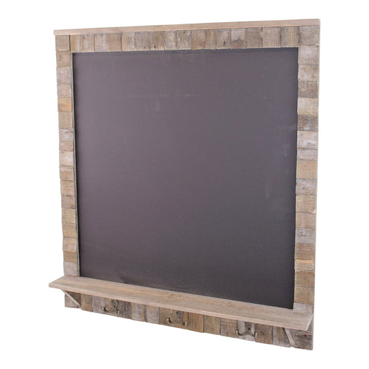 Large Blackboard with Driftwood Effect Surround, Shelf and 3 Double Hooks