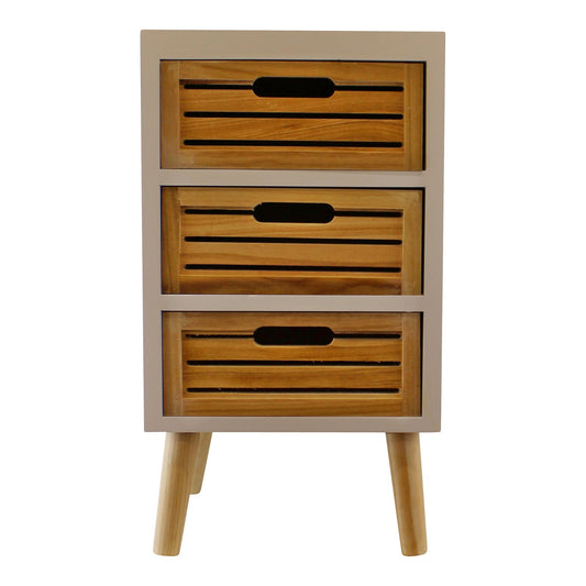 3 Drawer Unit In White With Natural Wooden Drawers With Removable Legs (UK Only)