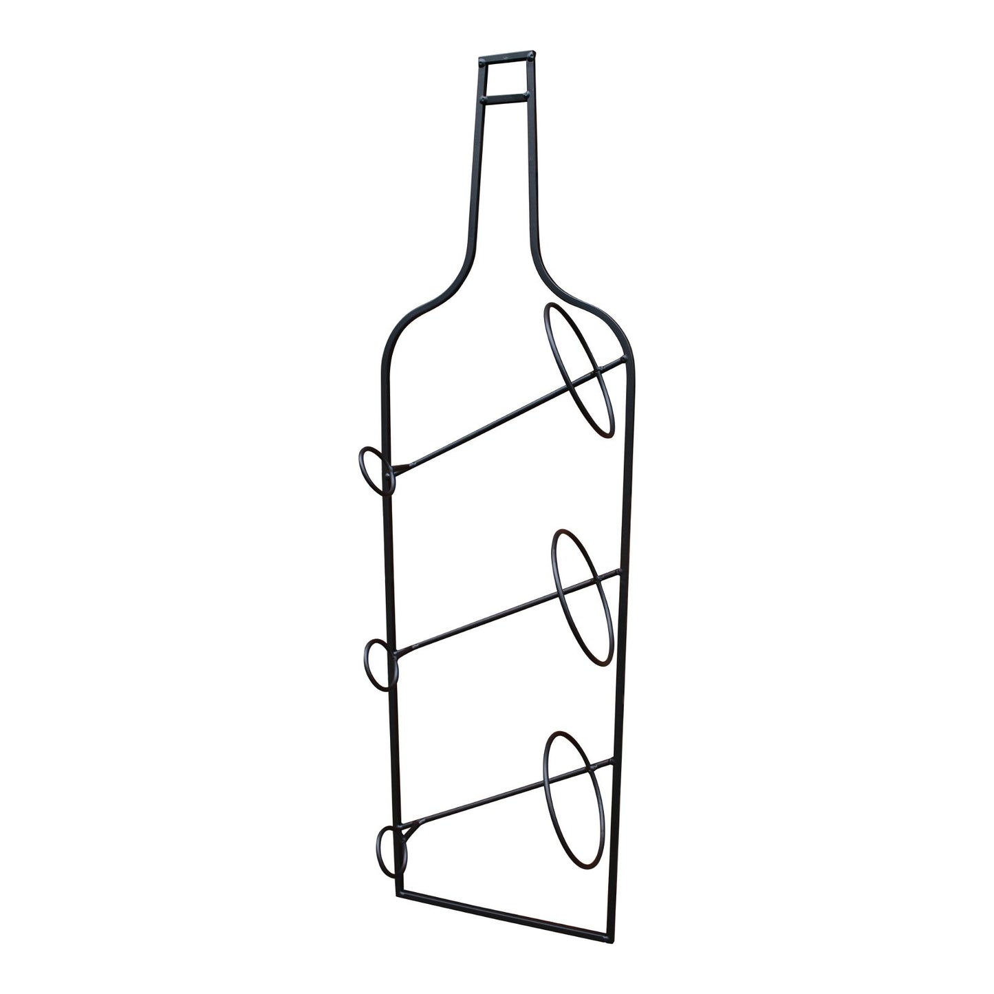 Wall Mounted Black Metal Wine Bottle Holder - UK Only