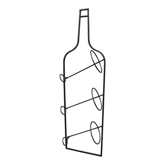 Wall Mounted Black Metal Wine Bottle Holder - UK Only