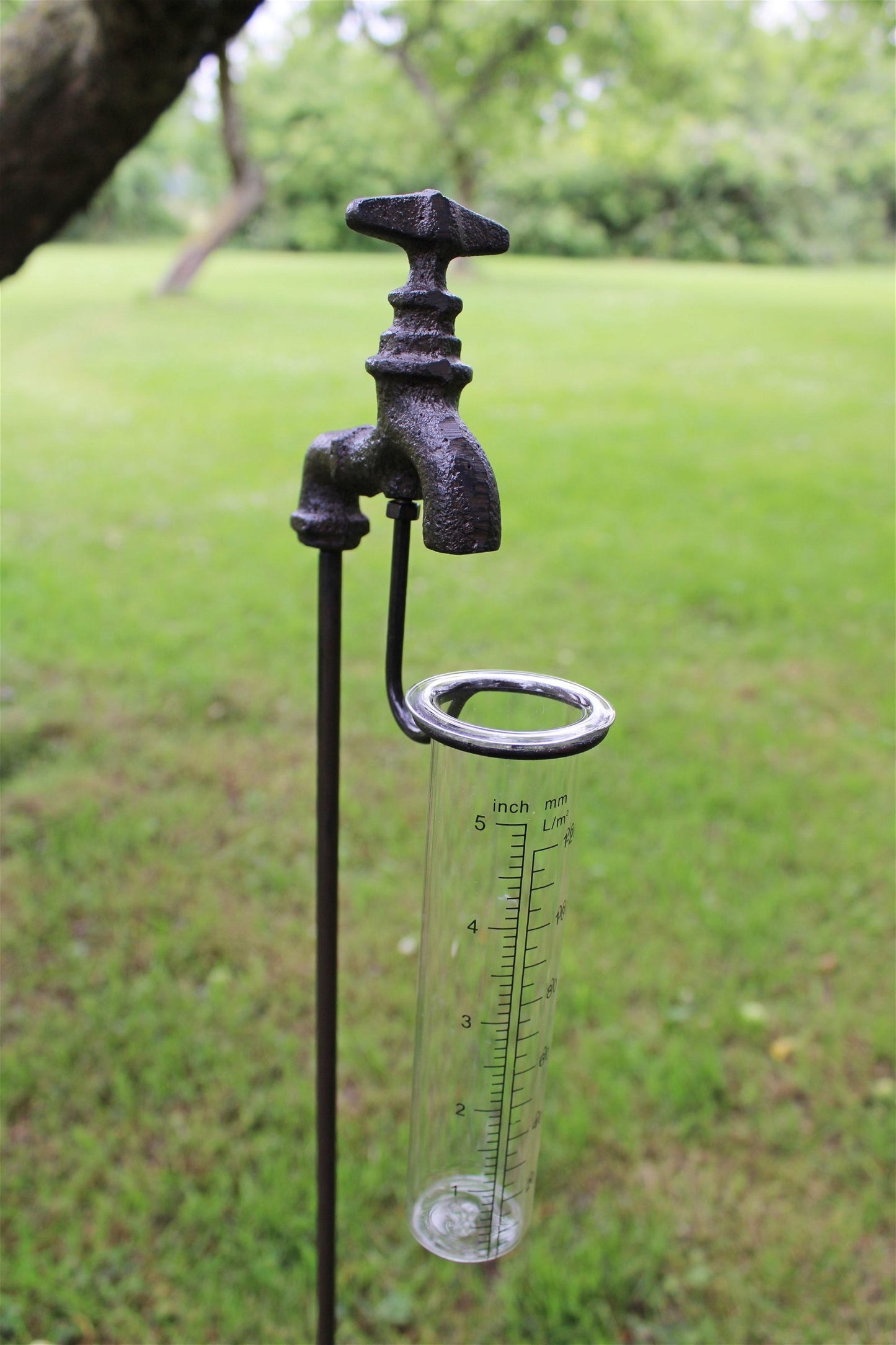 Cast Iron and Glass Garden Rain Gauge - Outside Tap Design (UK Only)