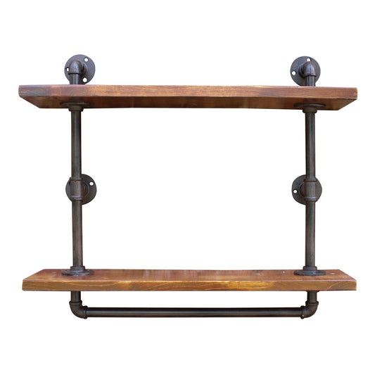 Industrial Pipe Wall Shelf with 2 Shelves - UK Only