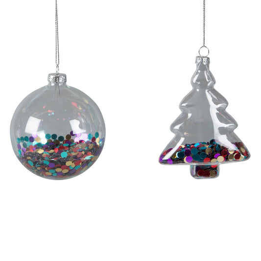 Disco Sequined Christmas Baubles - Round or Tree Shaped