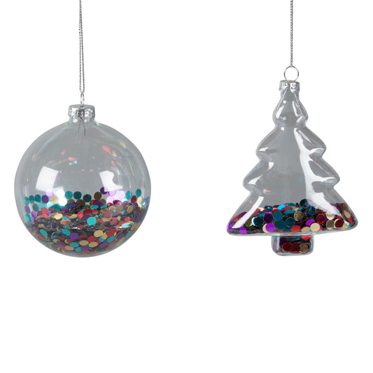 Reduced to Clear: Disco Sequined Christmas Baubles - Round or Tree Shaped