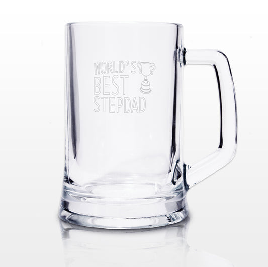 World's Best Step Dad Glass Stein Tankard