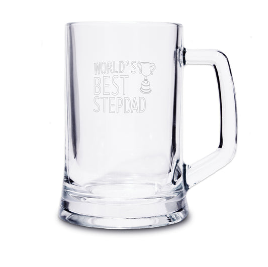 World's Best Step Dad Glass Stein Tankard